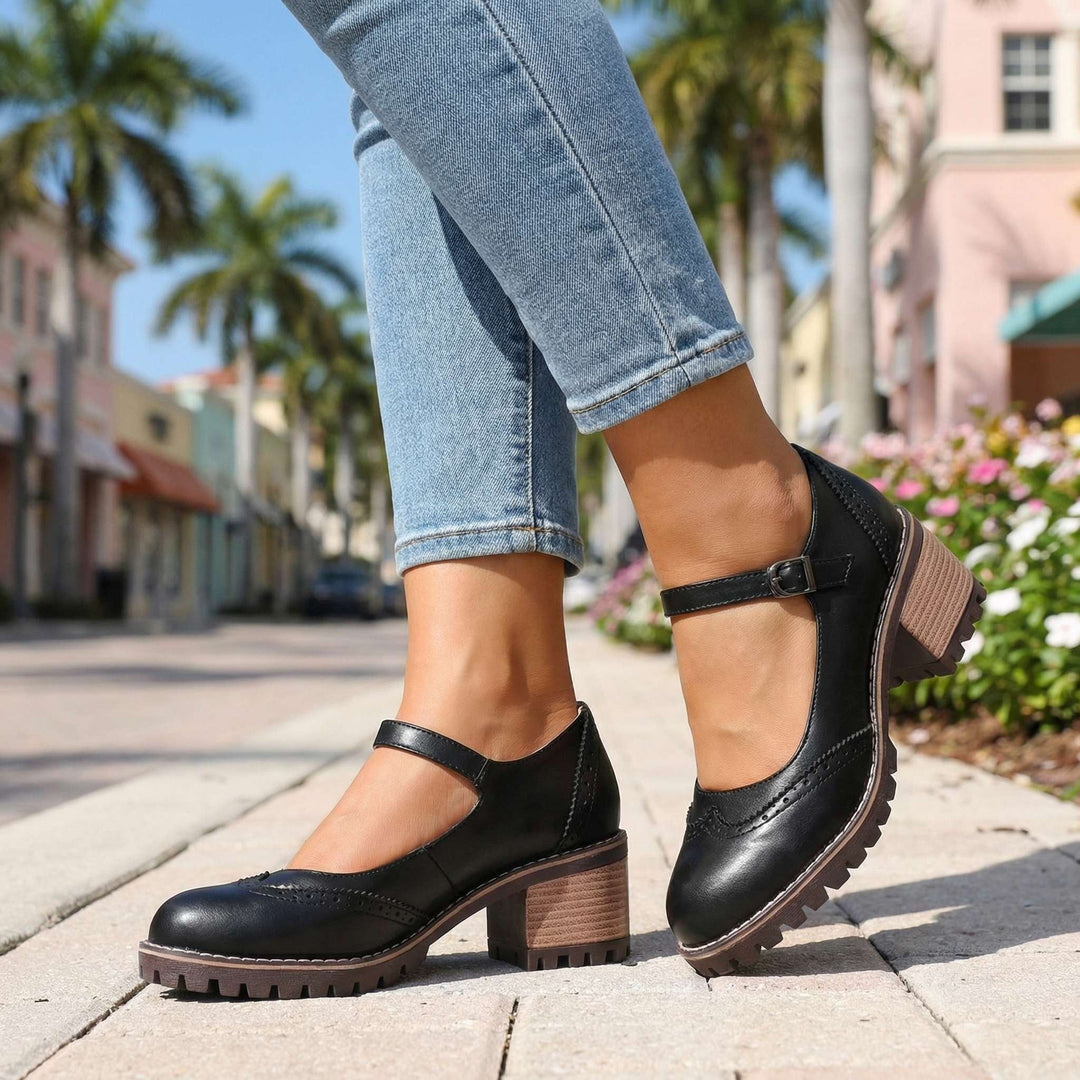 Women's Classic T-Strap Heels | Closed Toe with All-Day Comfort
