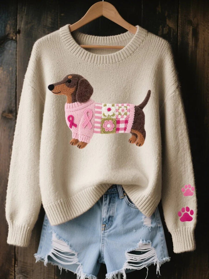 Women's Dachshund Patchwork Crewneck Sweater