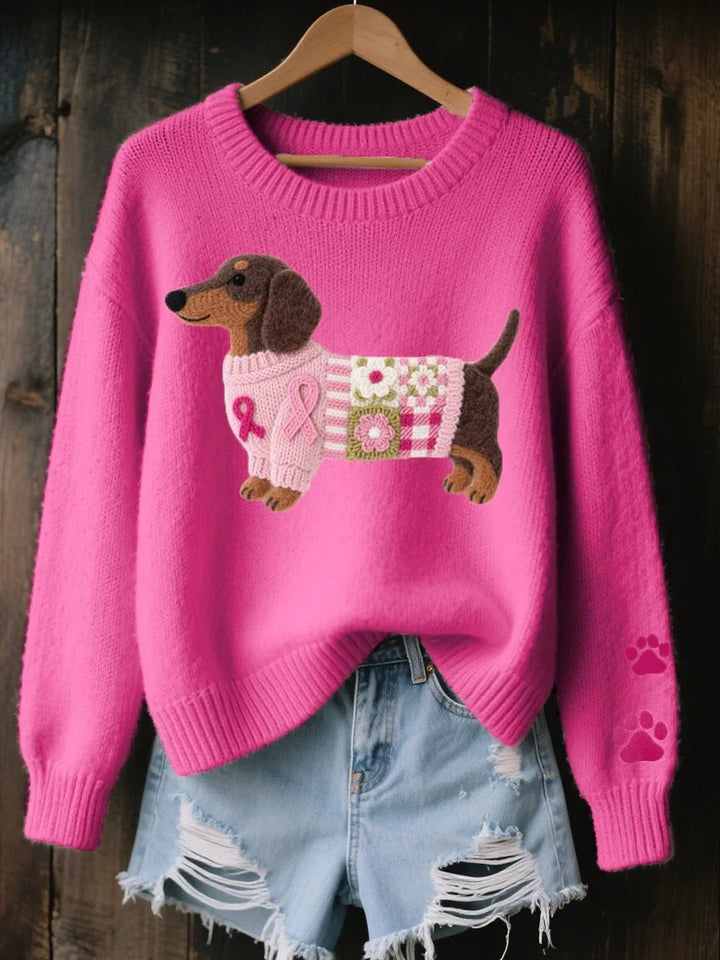 Women's Dachshund Patchwork Crewneck Sweater