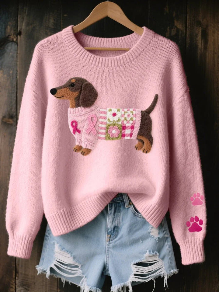 Women's Dachshund Patchwork Crewneck Sweater