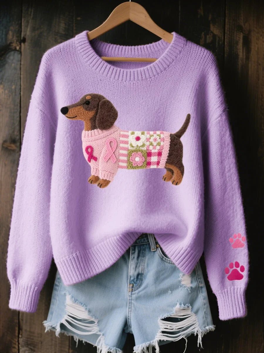 Women's Dachshund Patchwork Crewneck Sweater