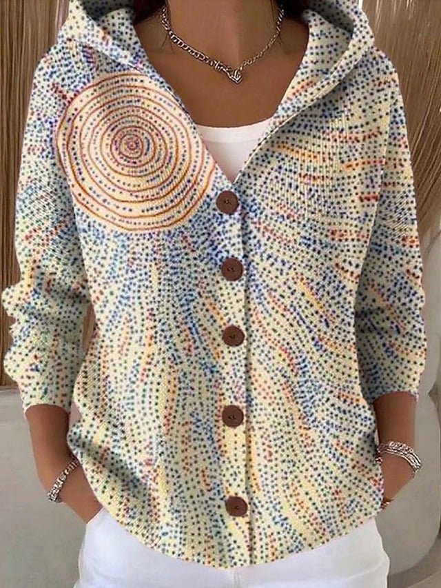Women's Elegant Hooded Sweater with Button Front