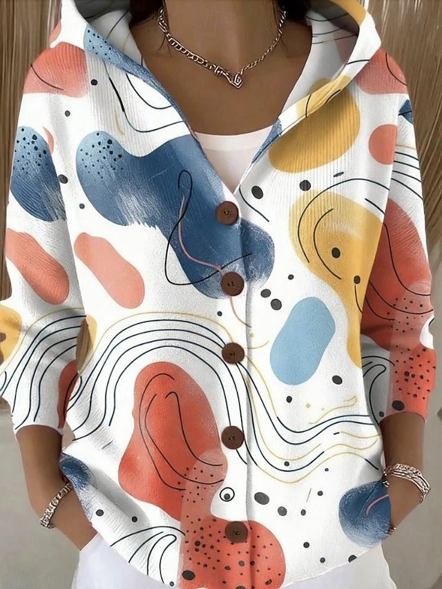 Women's Elegant Hooded Sweater with Button Front