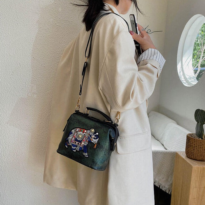 Women's Embroidered Mandala Shoulder Bag
