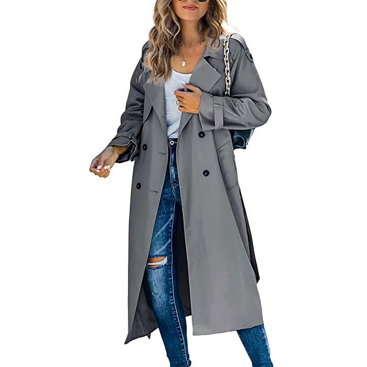 Women's Long Trench Coat | Classic Double-Breasted Style