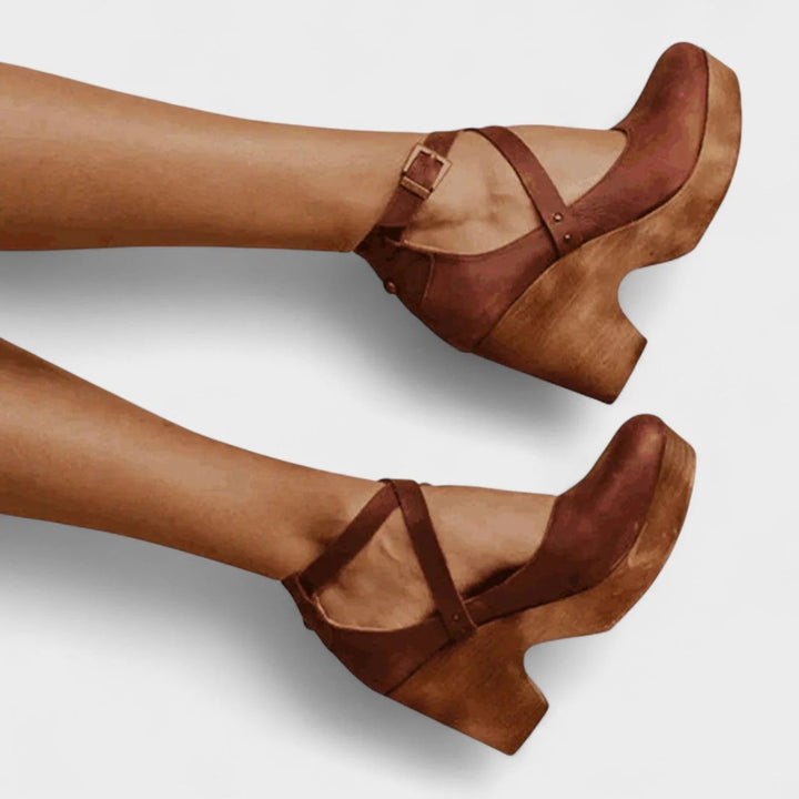 Women's Orthopedic Leather Platform Sandals with Ankle Strap