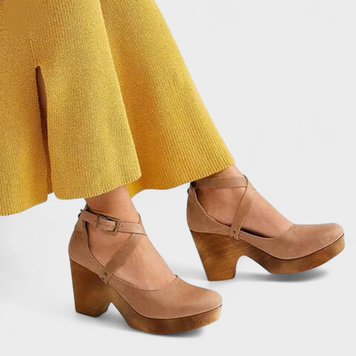 Women's Orthopedic Leather Platform Sandals with Ankle Strap
