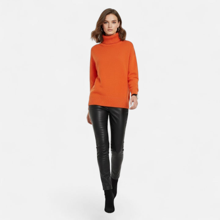 Women's Oversized Thick Knit Turtleneck Sweater for Winter Warmth
