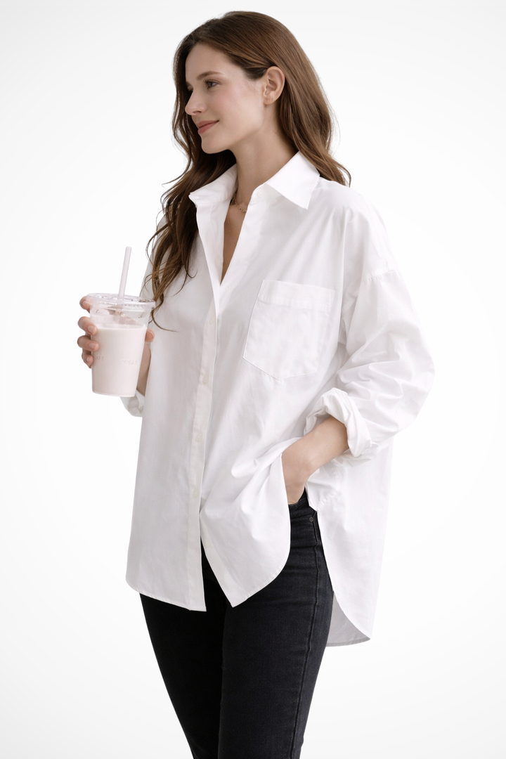 Women's Oversized Button Down Long Sleeve Blouse