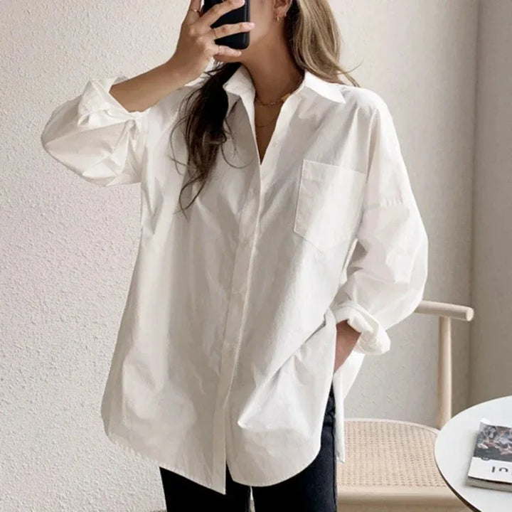Women's Oversized Button Down Long Sleeve Blouse
