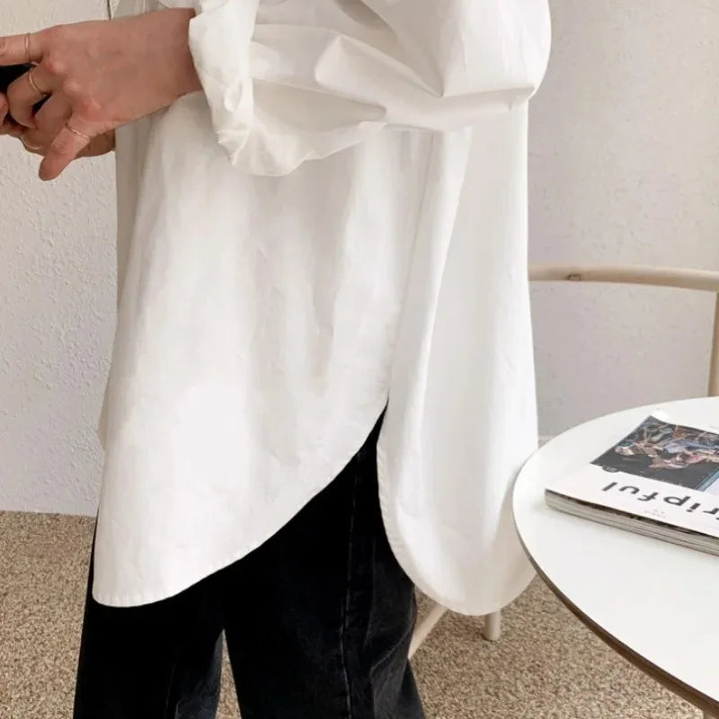 Women's Oversized Button Down Long Sleeve Blouse
