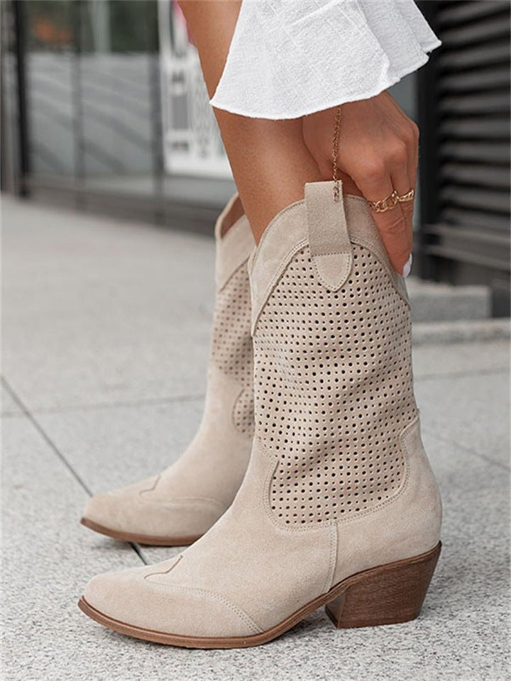 Women's Perforated Western Ankle Boots