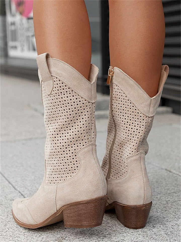 Women's Perforated Western Ankle Boots