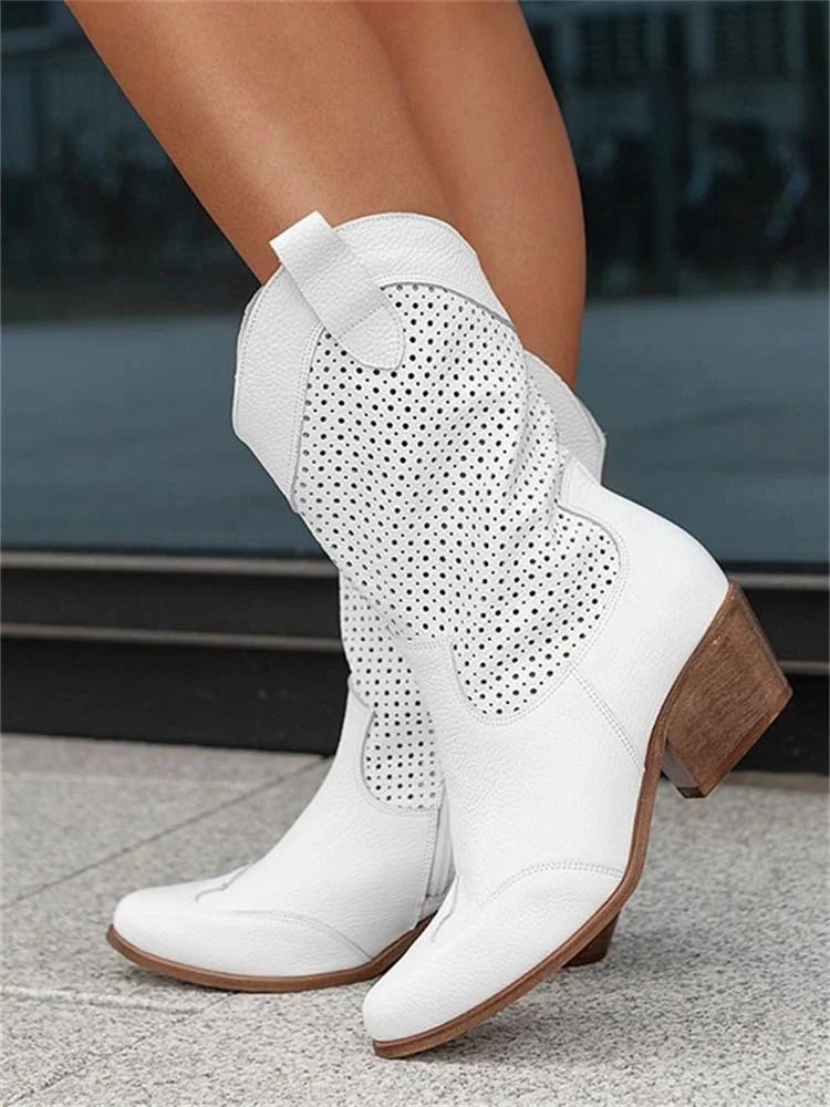 Women's Perforated Western Ankle Boots