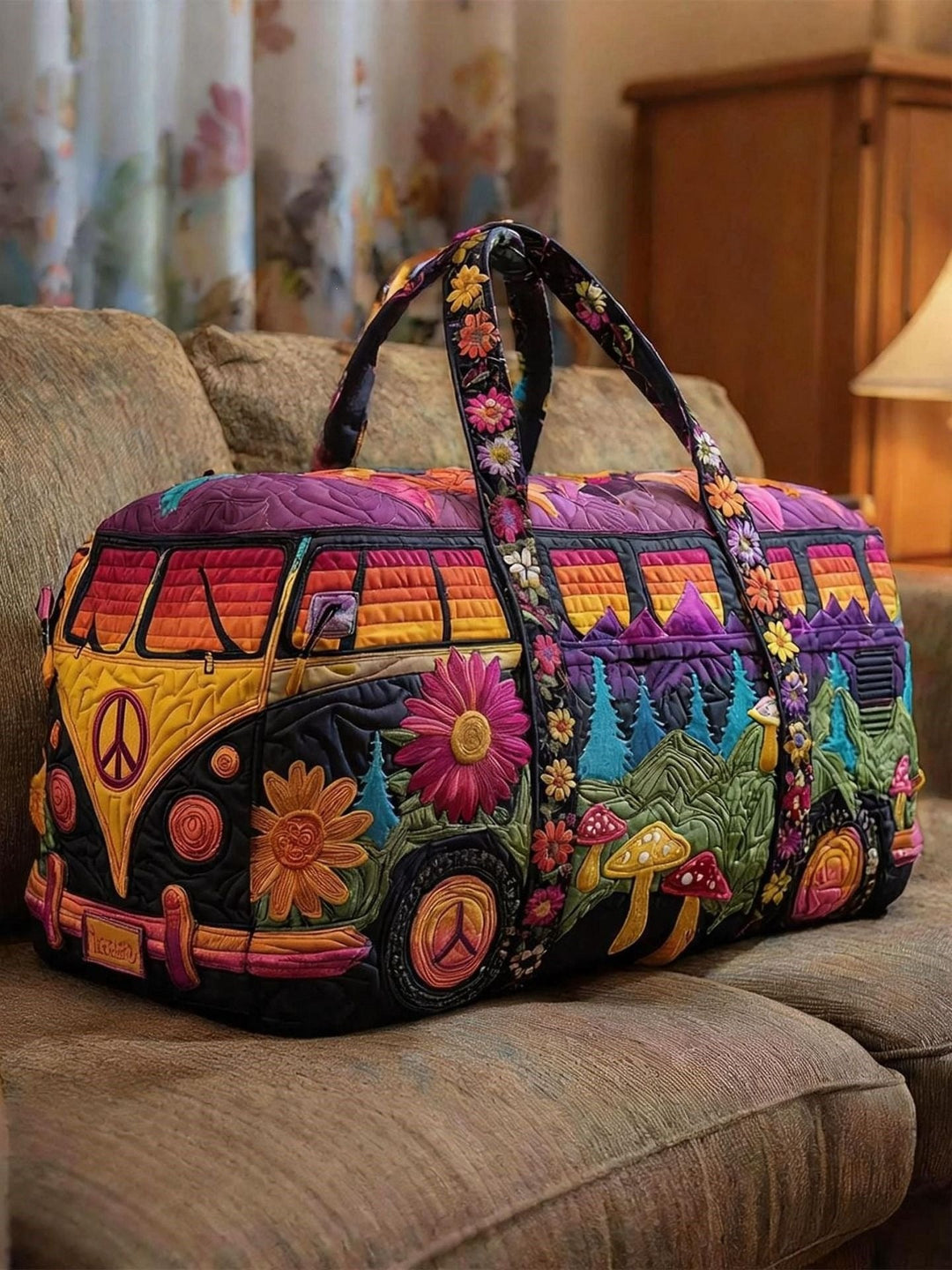 Women's Quilted Travel Duffle Bag with Adjustable Strap