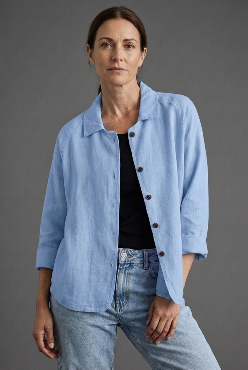 Women's Relaxed Button-Through Casual Blouse