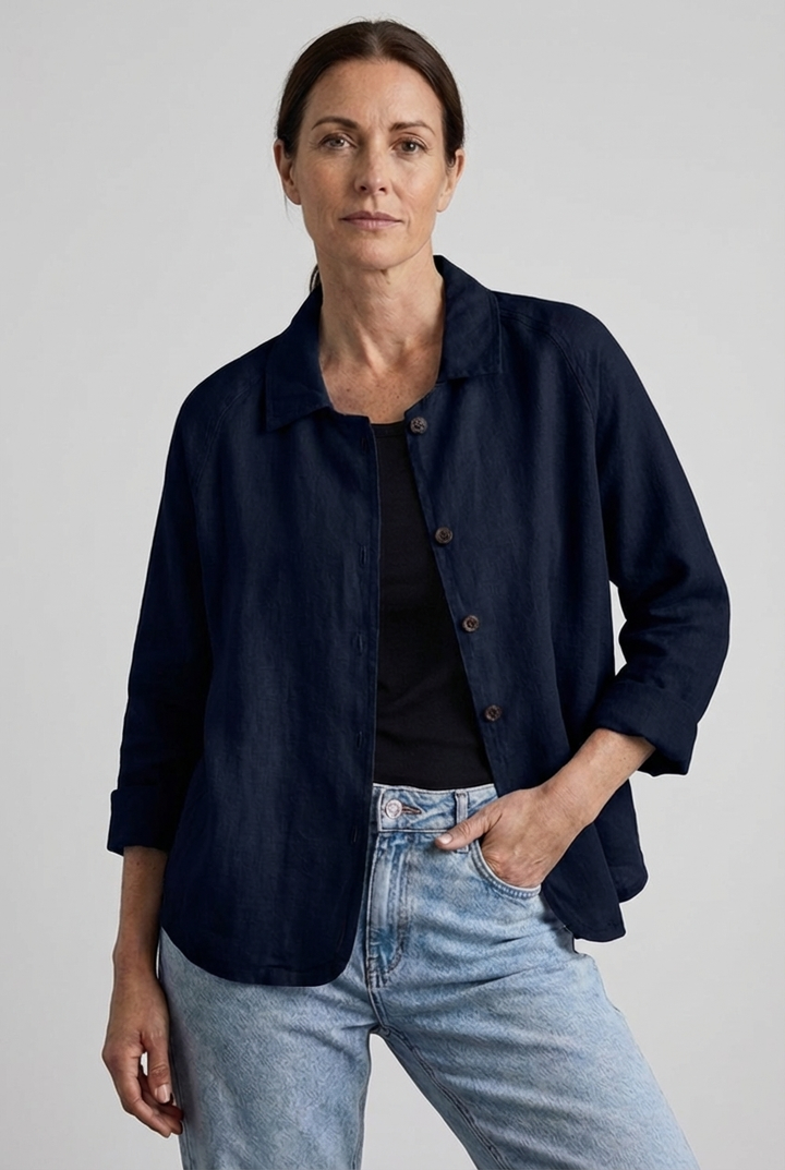 Women's Relaxed Button-Through Casual Blouse