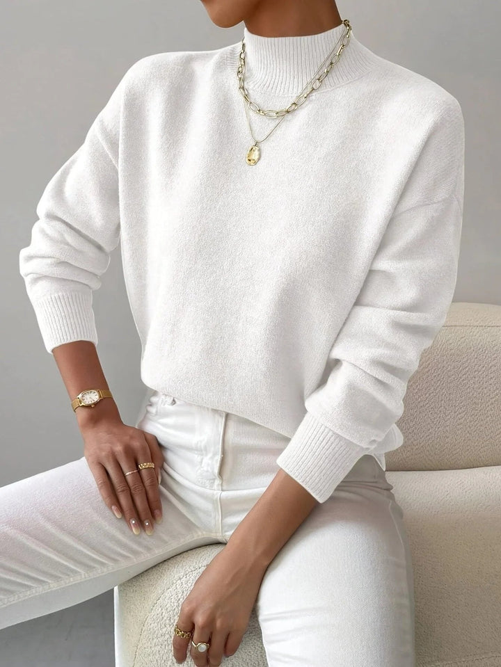 Women's Ribbed Roll Neck Sweater with Fitted Cuffs