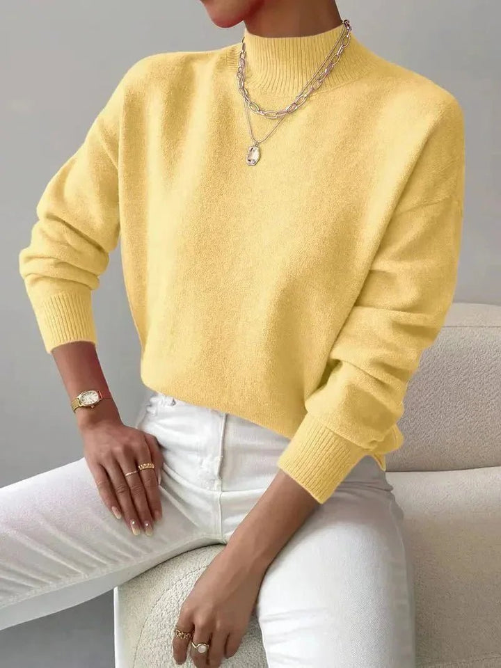 Women's Ribbed Roll Neck Sweater with Fitted Cuffs