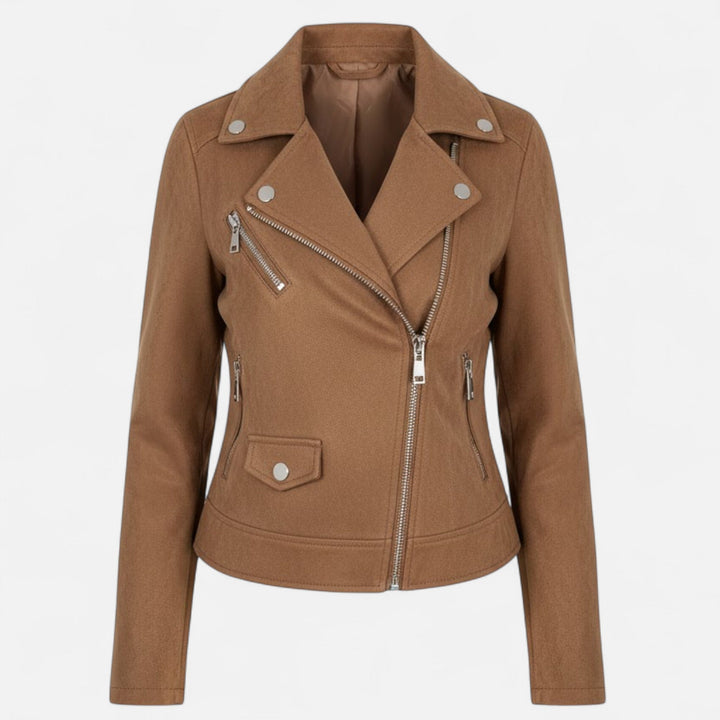 Women's Slim Lapel Zip Jacket with Pockets
