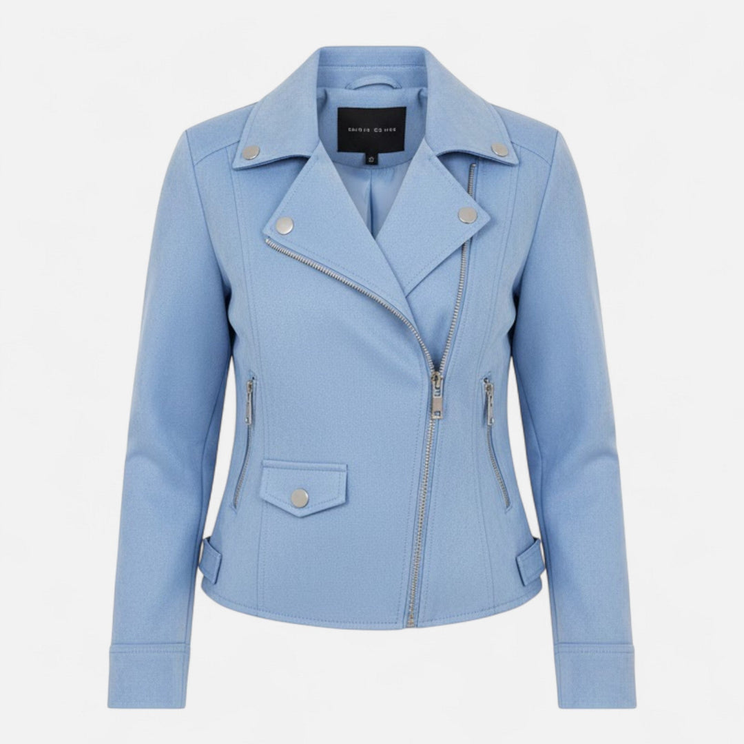 Women's Slim Lapel Zip Jacket with Pockets