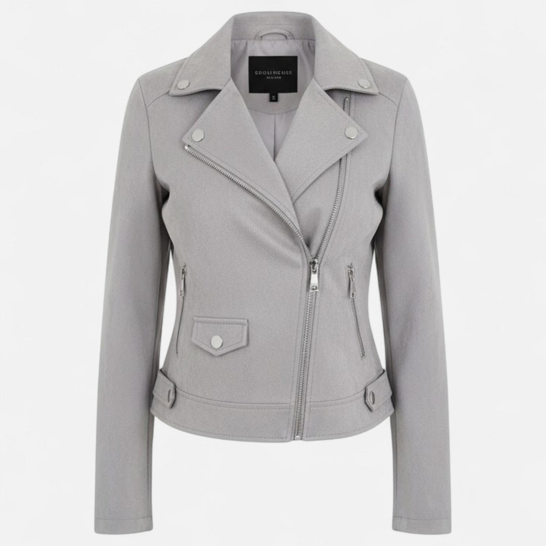 Women's Slim Lapel Zip Jacket with Pockets