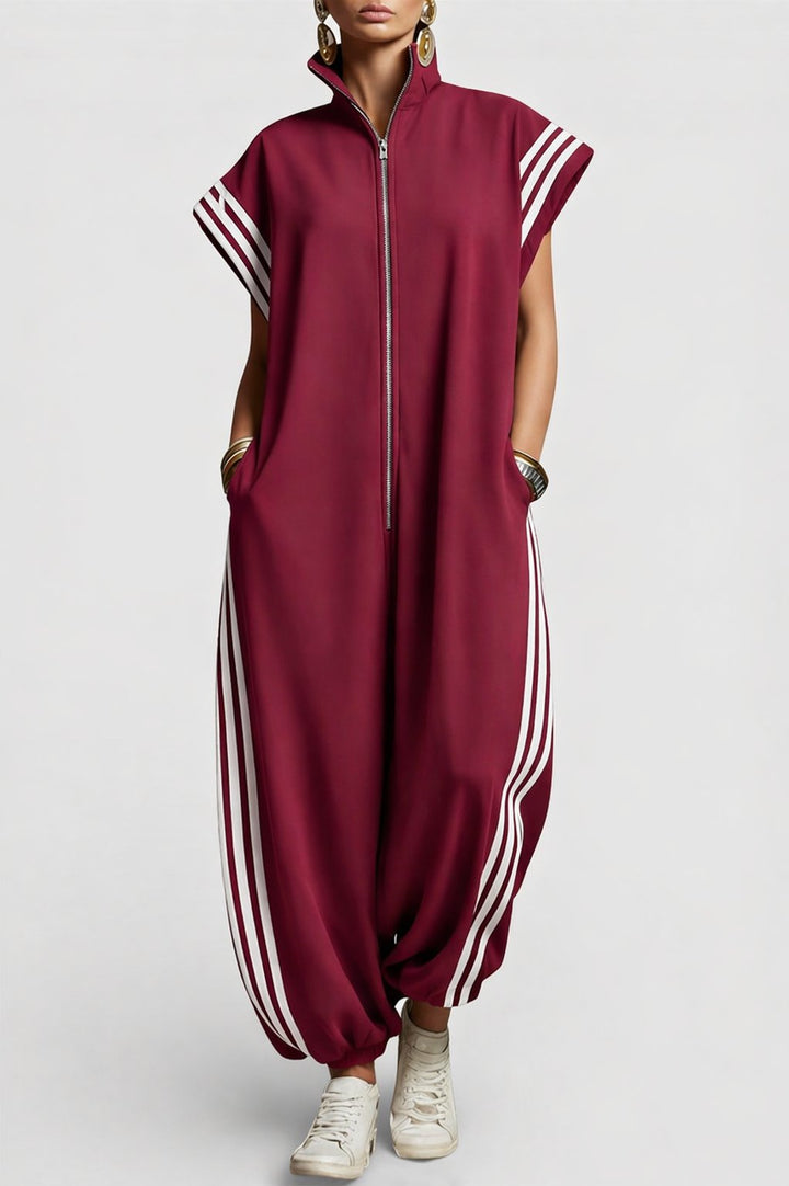 Women's Stylish Sleeveless Zip Neck Jumpsuit