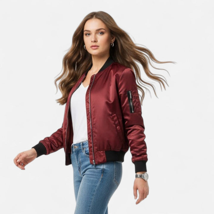 Women's Vintage Zip Bomber Jacket
