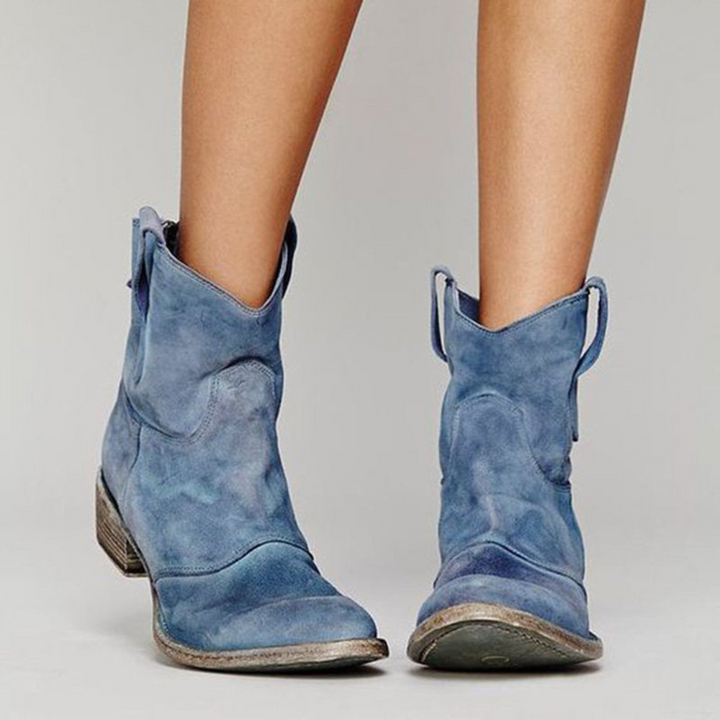 Women's Western Ankle Boots with Stylish Pull Tabs