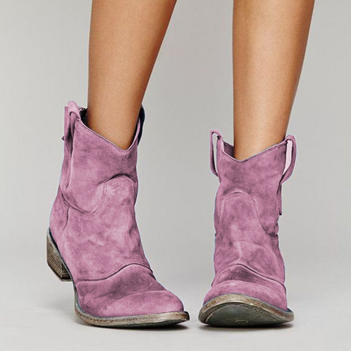 Women's Western Ankle Boots with Stylish Pull Tabs