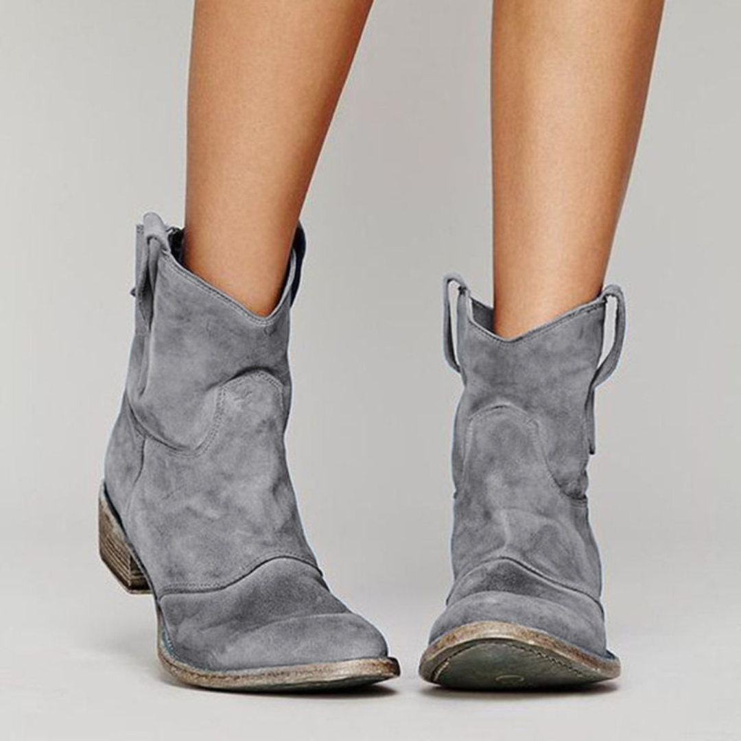 Women's Western Ankle Boots with Stylish Pull Tabs