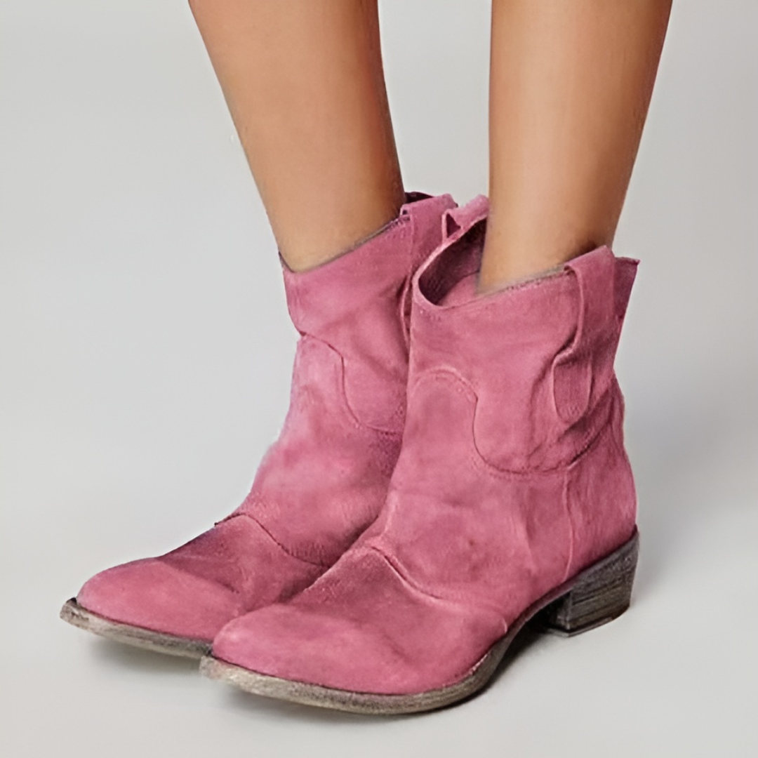 Women's Western Ankle Boots with Stylish Pull Tabs