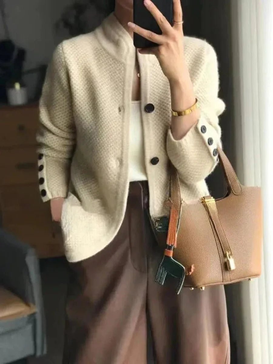 Women's Wool Cardigan | Button-Front Relaxed Knit Style