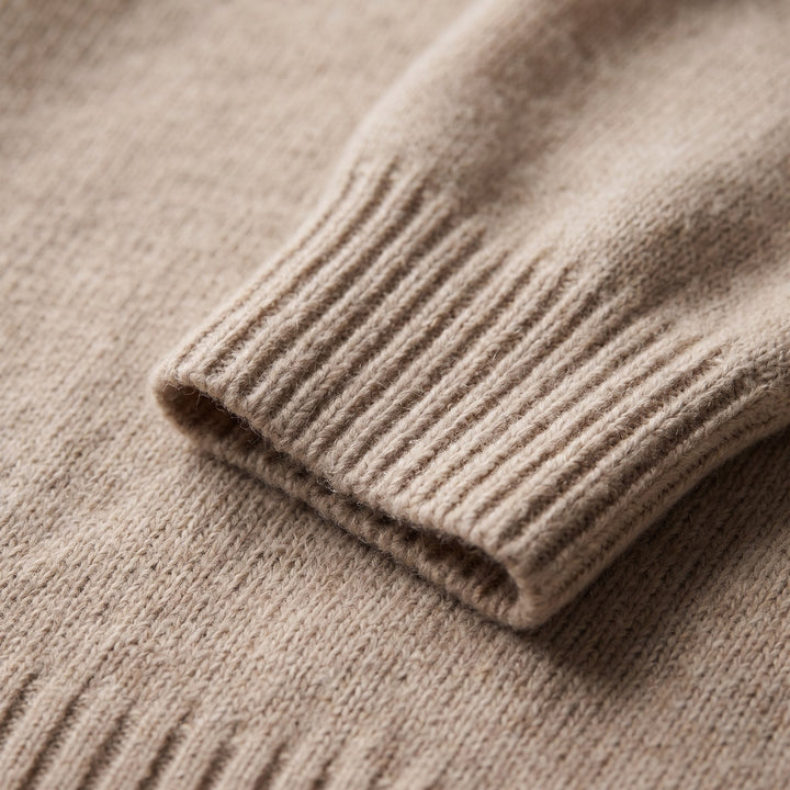 Women's Wool High-Neck Sweater with Dropped Shoulder
