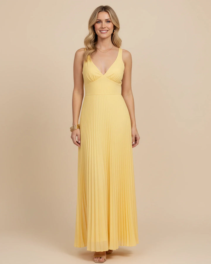 Women's Pleated A-Line Maxi Dress