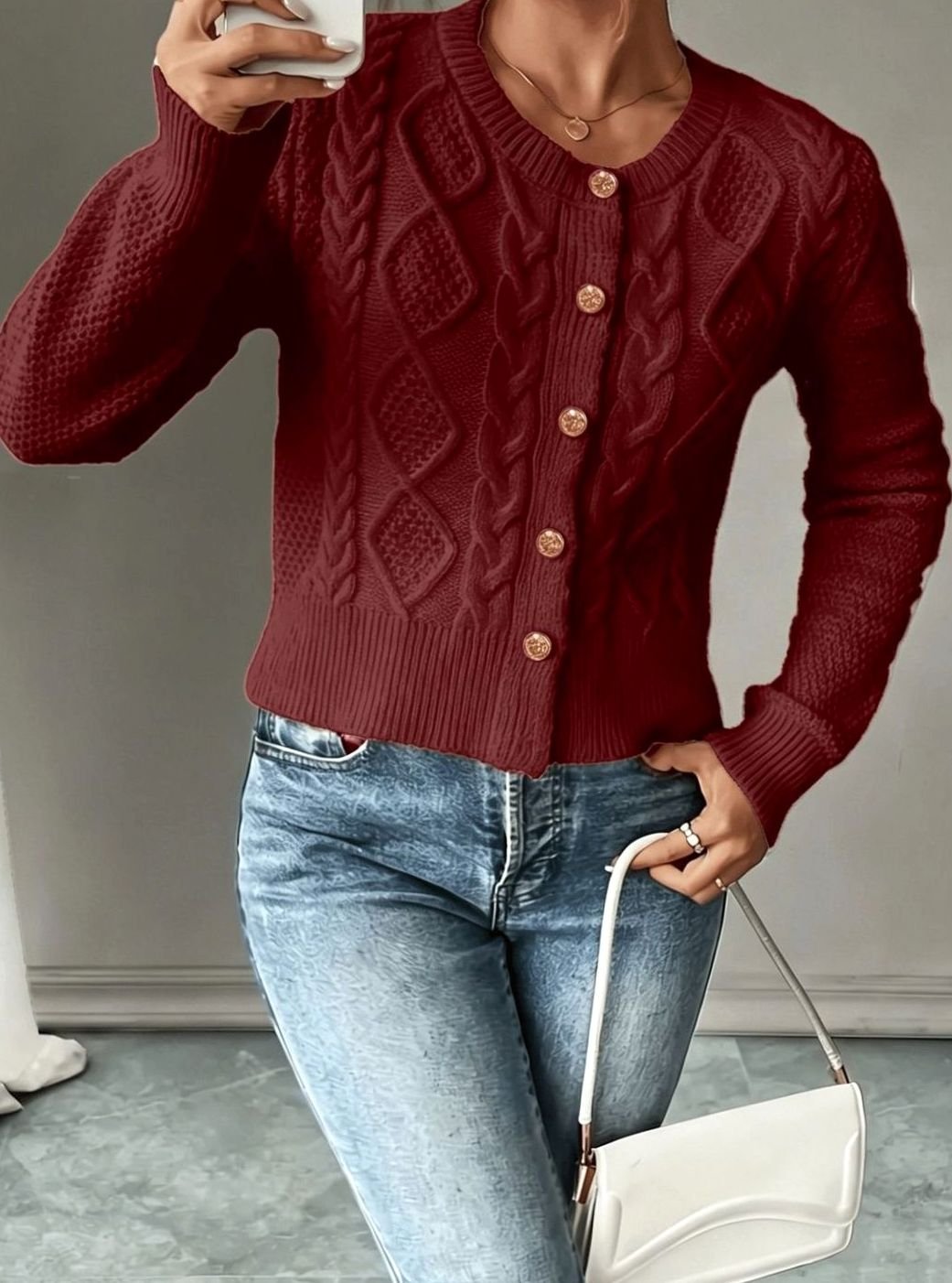 Isabelle - Elegant Buttoned Twisted Cardigan