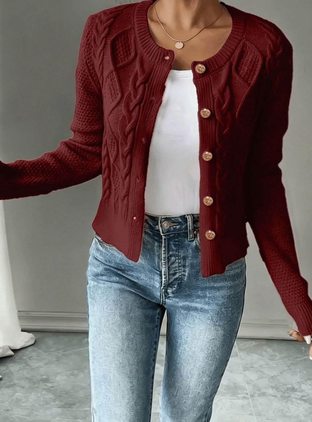 Isabelle - Elegant Buttoned Twisted Cardigan