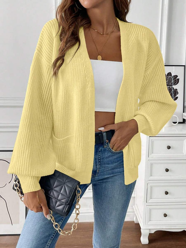 Ladies Open Model Vest with Rib Structure and Front Pockets
