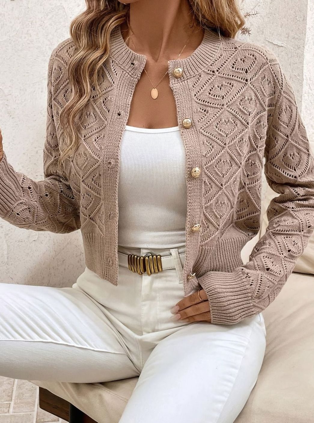 Priya - Elegant Short Openwork Cardigan
