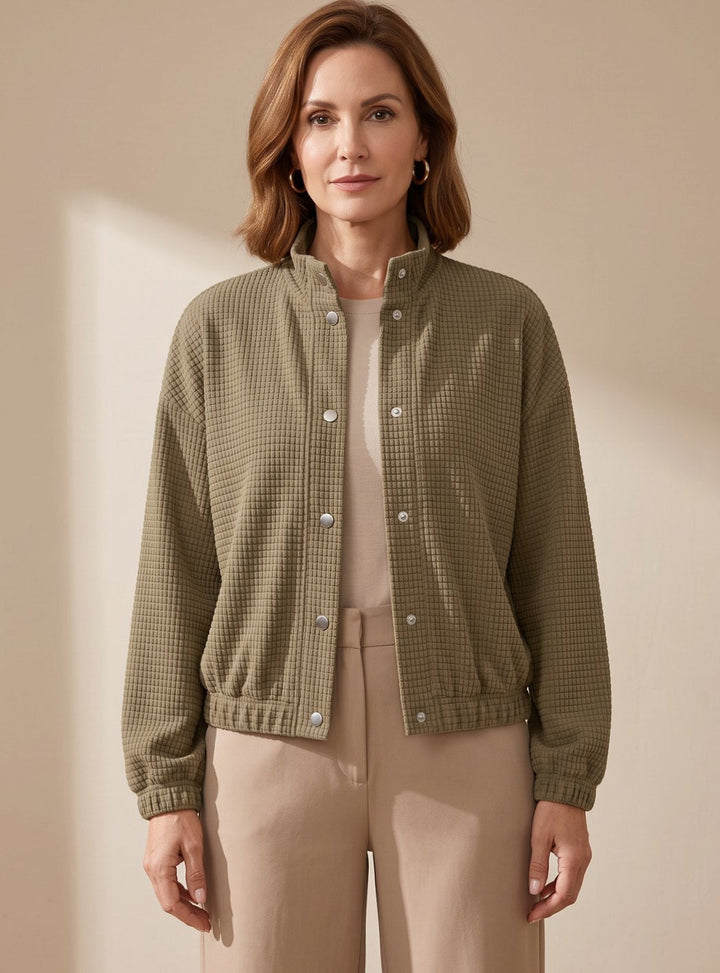 Cressida | Women's Cropped Stand-Collar Jacket with Texture