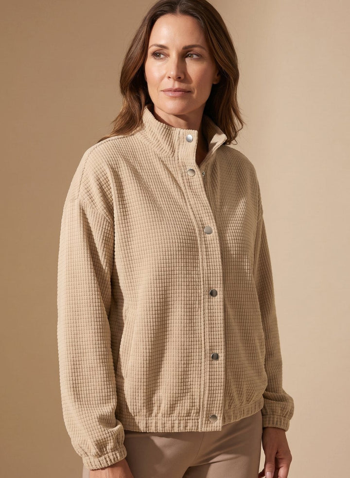 Cressida | Women's Cropped Stand-Collar Jacket with Texture