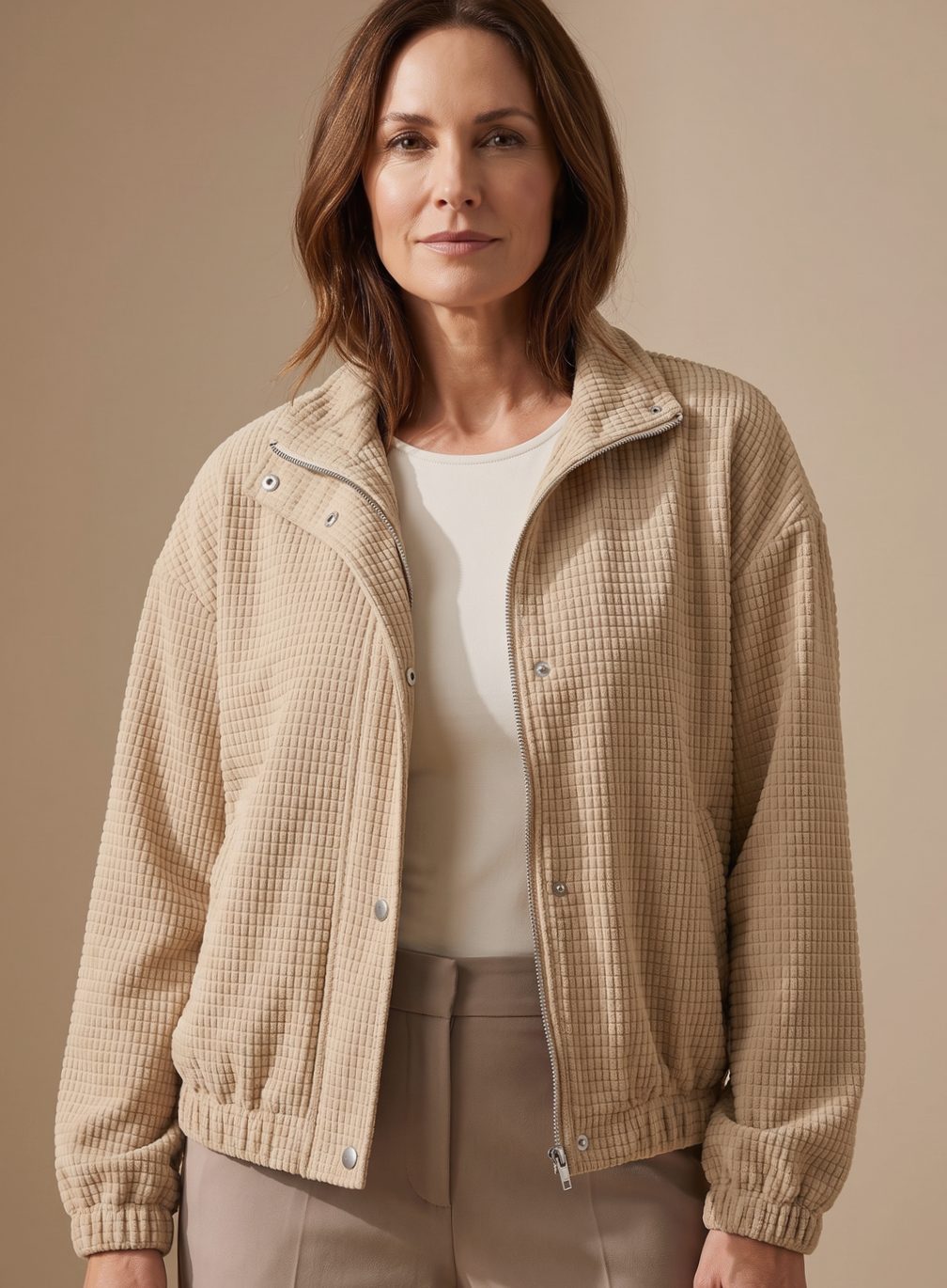 Cressida | Women's Cropped Stand-Collar Jacket with Texture