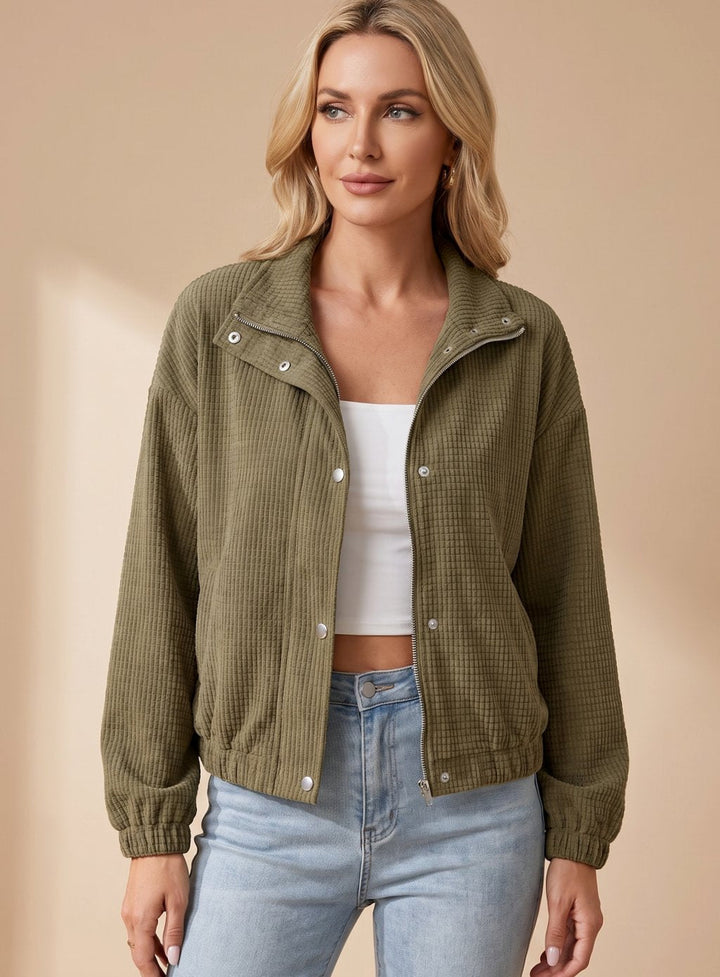 Cressida | Women's Cropped Stand-Collar Jacket with Texture