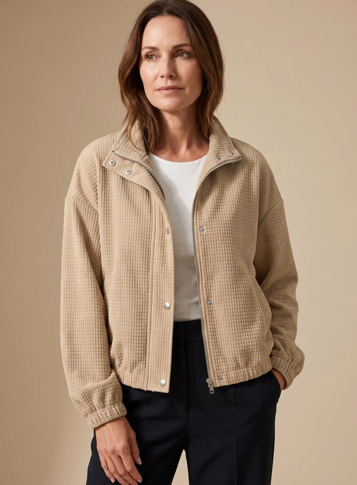 Cressida | Women's Cropped Stand-Collar Jacket with Texture