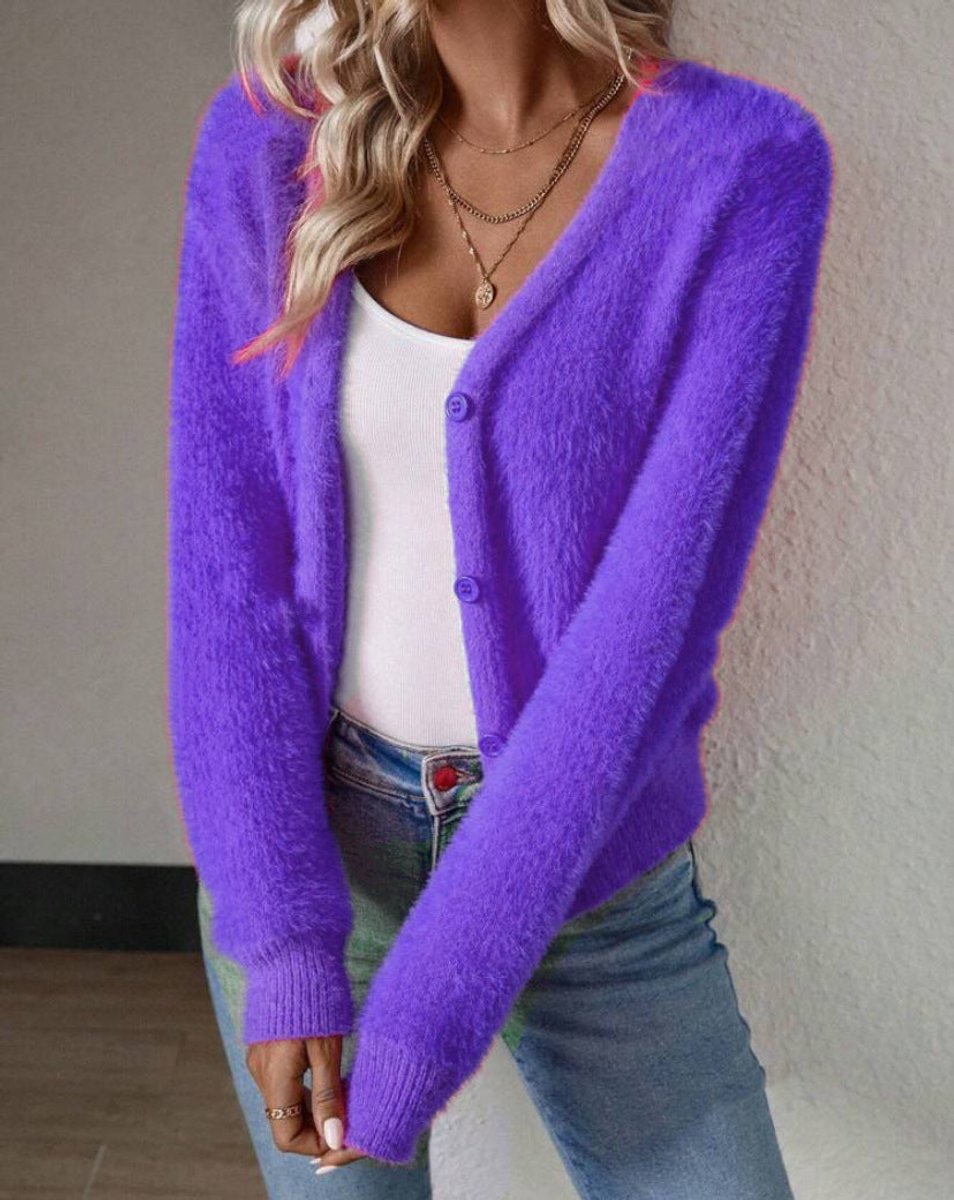 Sylvie - Elegant Button-Up V-Neck Cardigan