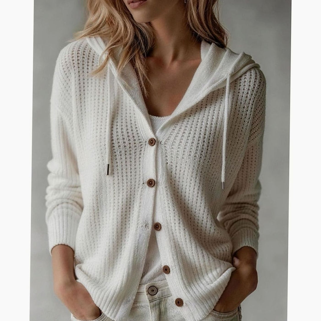Florence - Elegant Buttoned Hooded Cardigan