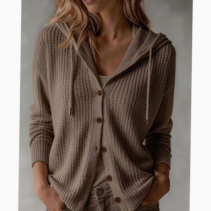 Florence - Elegant Buttoned Hooded Cardigan