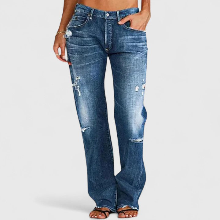 Michelle Women's Distressed Low Rise Straight Leg Jean - Elena Harper