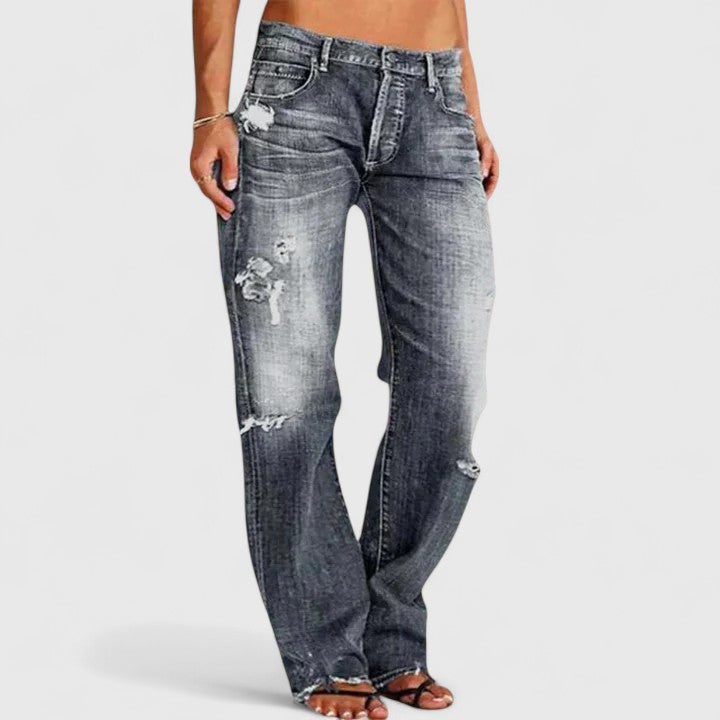 Michelle Women's Distressed Low Rise Straight Leg Jean - Elena Harper