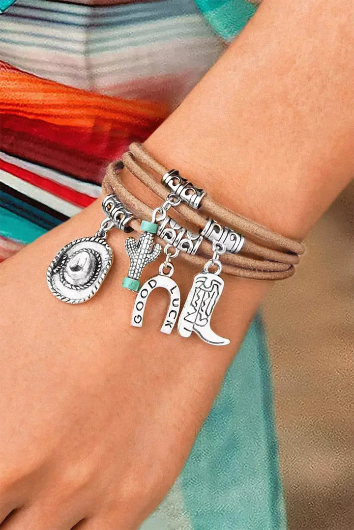 Women's Western Charm Bracelet - Hat, Boot, Cactus